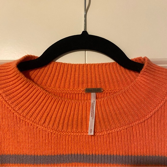 FP Movement by Free People Cropped Coral and Lavender Striped Sweater - Picture 10 of 13